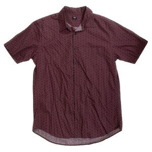 Uniqlo Red 100% Cotton Dress Shirt Collared Short Sleeve Button Closure Size L